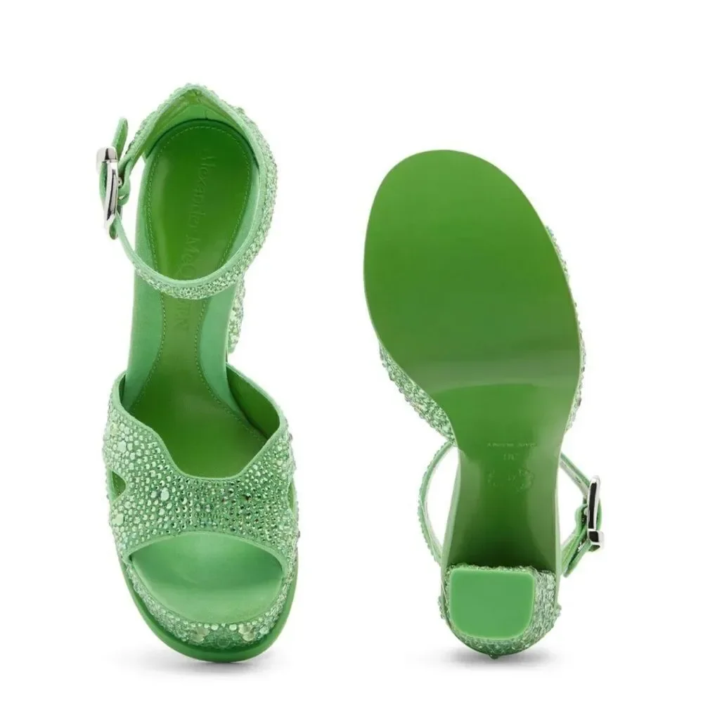 Alexander McQueen Crystal Platform Sandal ACID GREEN